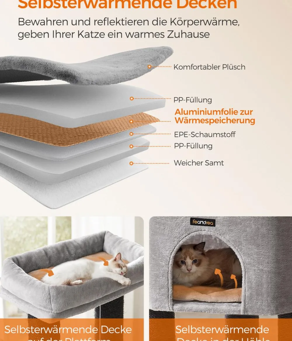 Feandrea Kratzbaum mit selbstwärmenden Decken, /, ca. B50/H160/T50 cm Online