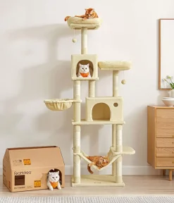Feandrea Kratzbäume & Kratzmöbel - Kratzbaum XXL, ca. B109/H199/T76,2 cm Beige