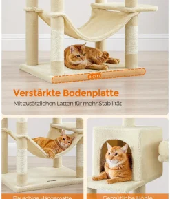 Feandrea Kratzbäume & Kratzmöbel - Kratzbaum XXL, ca. B109/H199/T76,2 cm Beige