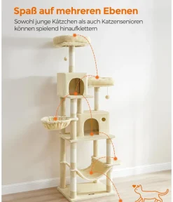Feandrea Kratzbäume & Kratzmöbel - Kratzbaum XXL, ca. B109/H199/T76,2 cm Beige