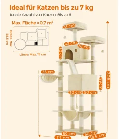 Feandrea Kratzbäume & Kratzmöbel > Kratzbaum XXL, ca. B60/H206/T50 cm