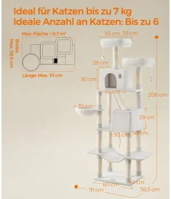 Feandrea Kratzbaum XXL, ca. B60/H206/T50 cm Creme Online