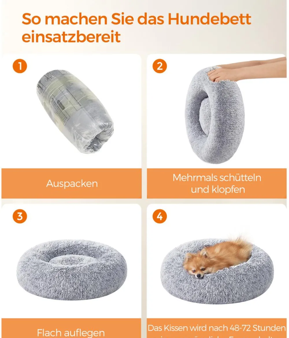 Feandrea Hundebetten & Körbe|Katzenbetten & Katzenkissen > Kuschelbett, rund, grau, Ø60/H20 cm