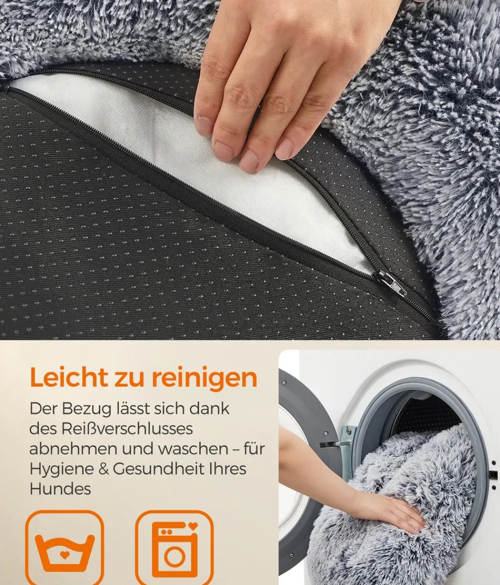 Feandrea Hundebetten & Körbe|Katzenbetten & Katzenkissen > Kuschelbett, rund, grau, Ø60/H20 cm