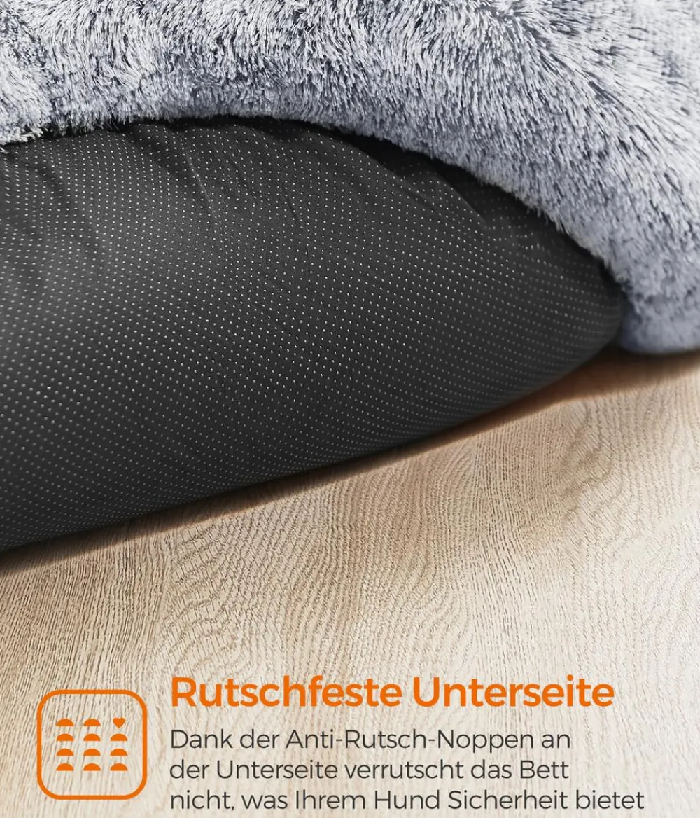 Feandrea Hundebetten & Körbe|Katzenbetten & Katzenkissen > Kuschelbett, rund, grau, Ø60/H20 cm