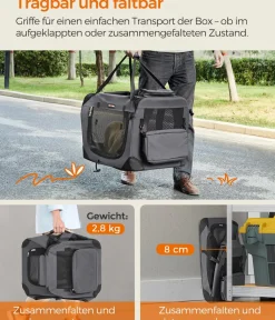 Feandrea Hundetransportboxen - Transporttasche, ca. B60/H40/T40 cm Dunkelgrau