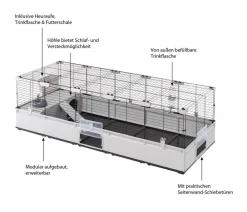 Ferplast® Nagerkäfige - ferplast Nagerheim Modular 4, , ca. B179/H56/T72 cm Hellgrau