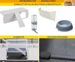 Ferplast® Nagerkäfige - ferplast Nagerheim Modular 4, , ca. B179/H56/T72 cm Hellgrau
