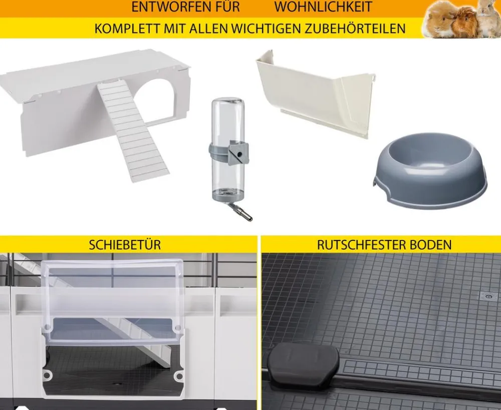 Ferplast® Nagerkäfige - ferplast Nagerheim Modular 4, , ca. B179/H56/T72 cm Hellgrau