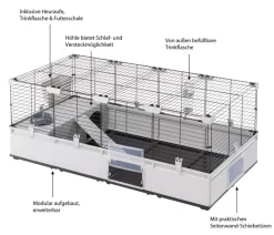 Ferplast® Nagerkäfige - ferplast Nagerheim Modular 3, , ca. B144/H56/T72 cm Hellgrau