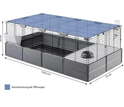 Ferplast® Nagerkäfige - ferplast Nagerheim Multipla Maxi, schwarz, ca. B142/H50/T72 cm Dunkelgrau