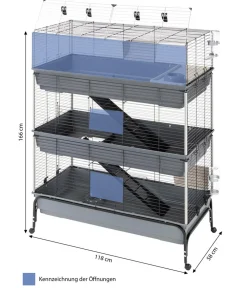 Ferplast® Nagerkäfige > ferplast Nagerheim Rabbit 120 Tris, grau, ca. B118/H166/T58 cm