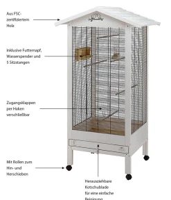 Ferplast® Vogelkäfige & Volieren > ferplast Vogelvoliere Hemmy, , ca. B84/H165/T65 cm