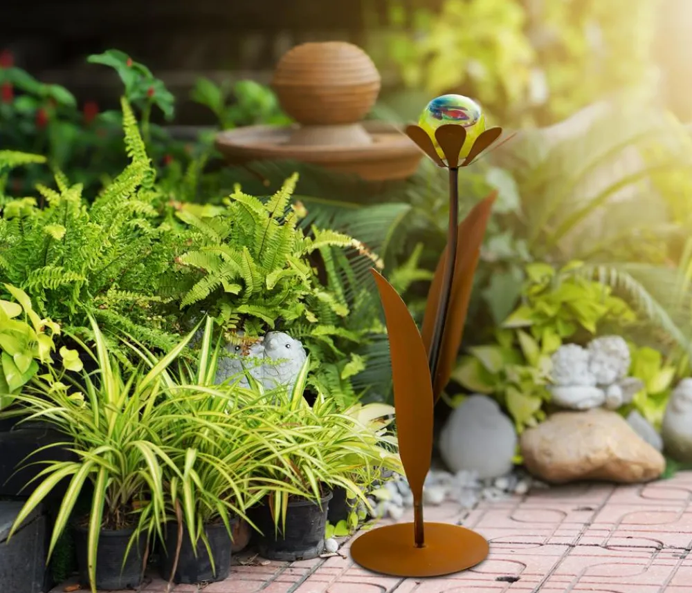 Ferrum Dekoartikel|Mehr Gartendekoration > Metall-Blume Jessy mit Glaskugel, ca. H77 cm