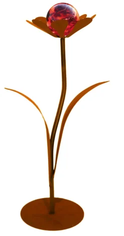 Ferrum Metall-Blume Jessy mit Glaskugel, ca. H77 cm Rot