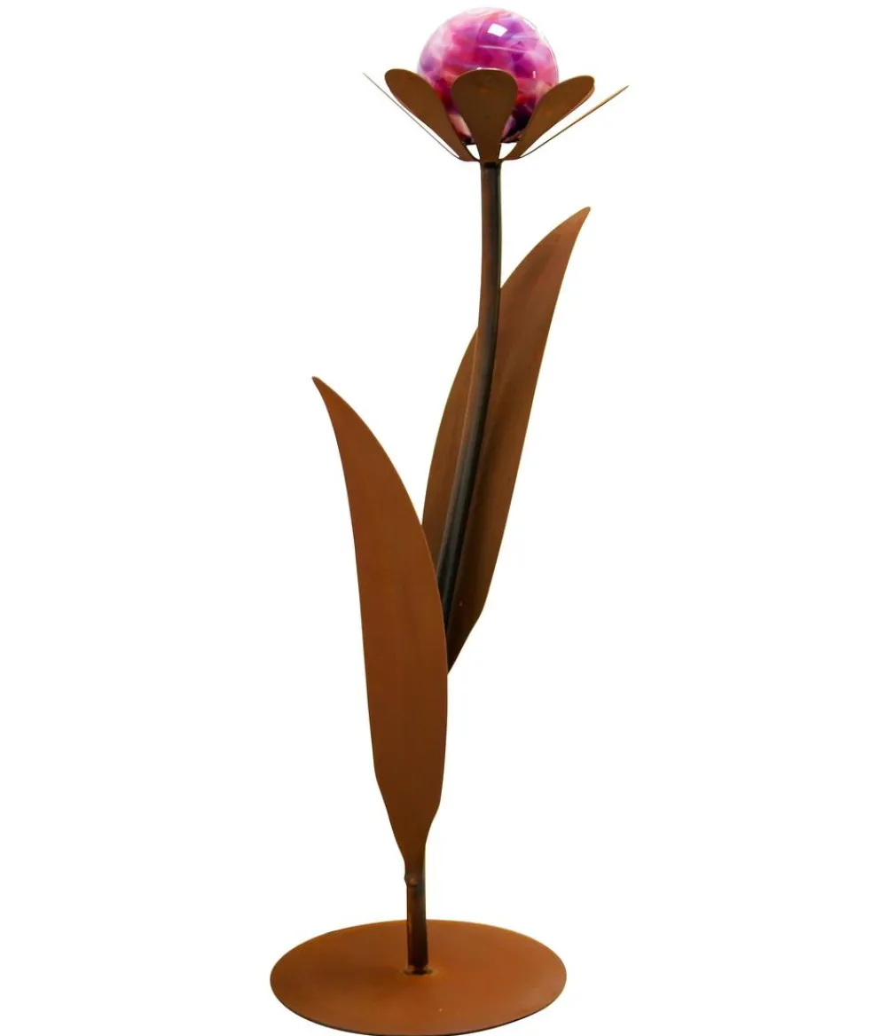 Ferrum Dekoartikel|Mehr Gartendekoration - Metall-Blume Jessy mit Glaskugel, ca. H77 cm Lavendel