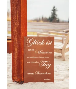 Ferrum Mehr Gartendekoration|Gartenzwerge & Gartenfiguren > Metall-Gedichttafel Glück, 40 x 60 cm, rost