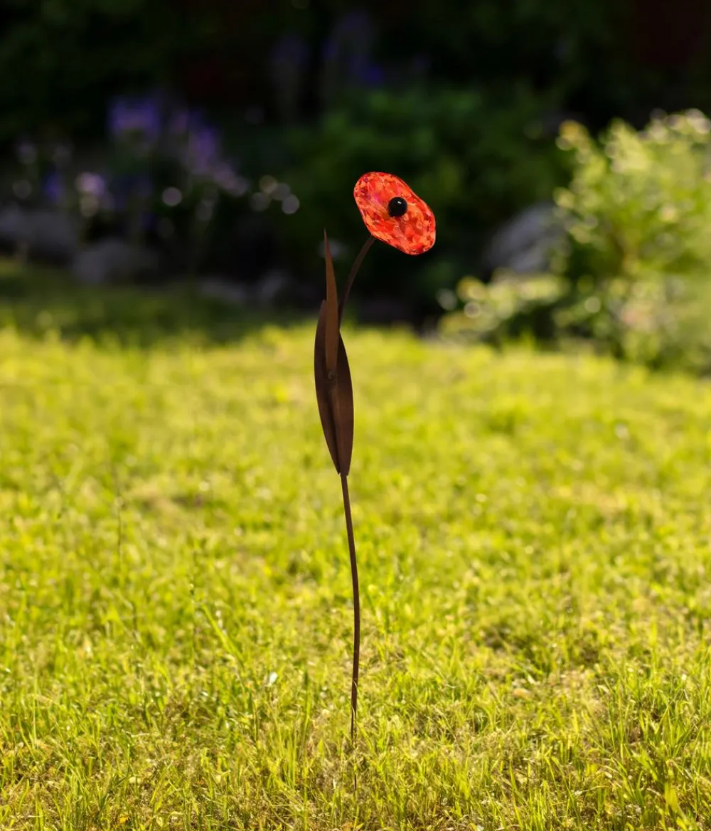 Ferrum Dekoartikel|Gartenkugeln & Glas Deko - Metall/Glas-Mohnblume, ca. H70 cm