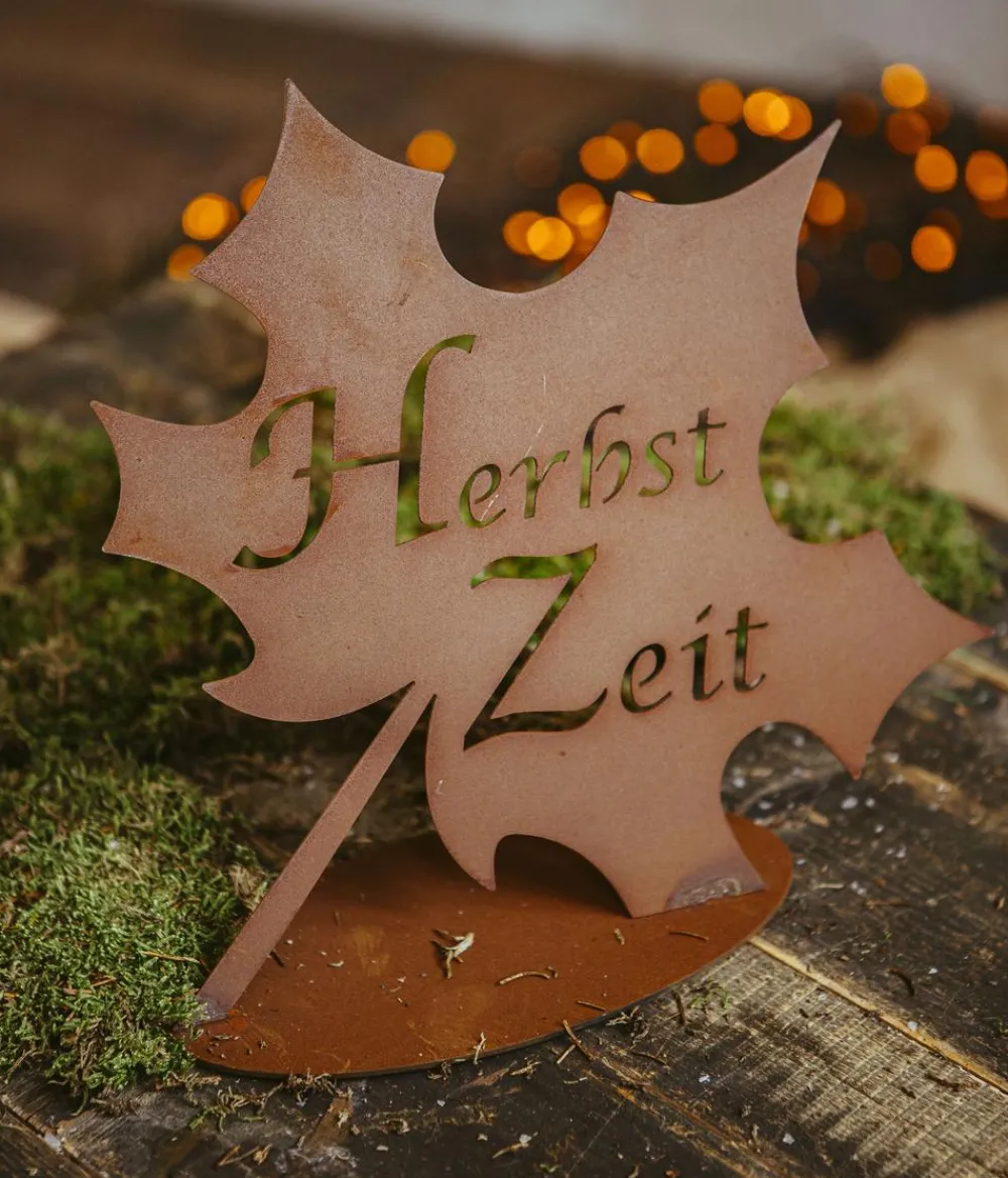 Ferrum Dekoartikel|Mehr Gartendekoration > Rost-Blatt Herbstzeit, ca. H24 cm