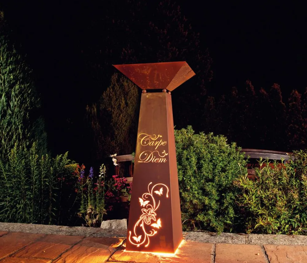 Ferrum Dekoartikel|Mehr Gartendekoration - Rost-Säule Trapez Carpe Diem Braun