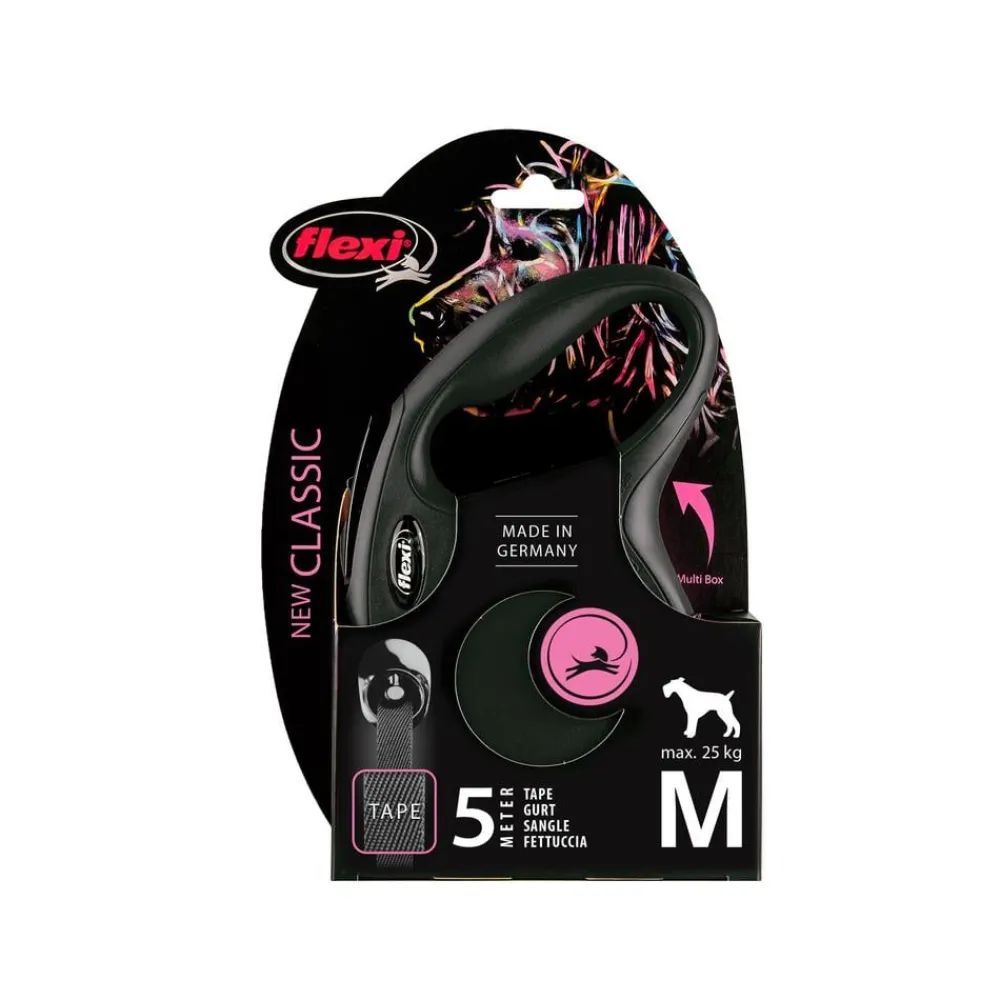 flexi® Hundeleinen - Hundeleine Gurt-Leine New Classic, Medium, 5m Schwarz
