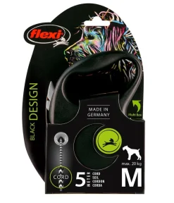 flexi® Hundeleine Seil-Leine Black Design, Medium, 5 m Schwarz New