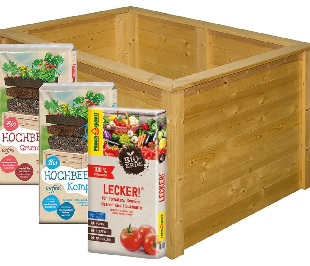 Floragard Spezialerde|Hochbeete & Frühbeete > Hochbeet-Set inkl. 540 l Bio-Füllung, ca. B120/H80/T80 cm