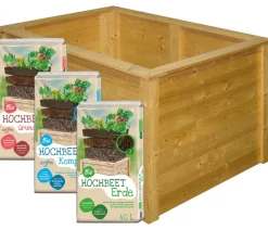 Floragard Spezialerde|Hochbeete & Frühbeete - Hochbeet-Set Universal inkl. 540 l Bio-Füllung, ca. B120/H80/T80 cm Natur