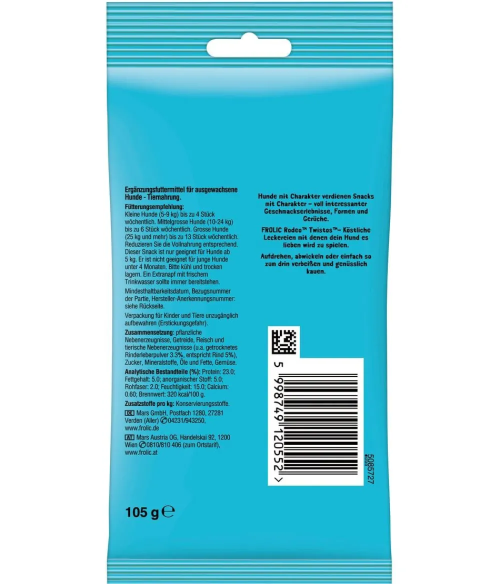 Frolic® Hundeleckerlies > Hundesnack Rodeo Twistos, Rind, 6 Stk.