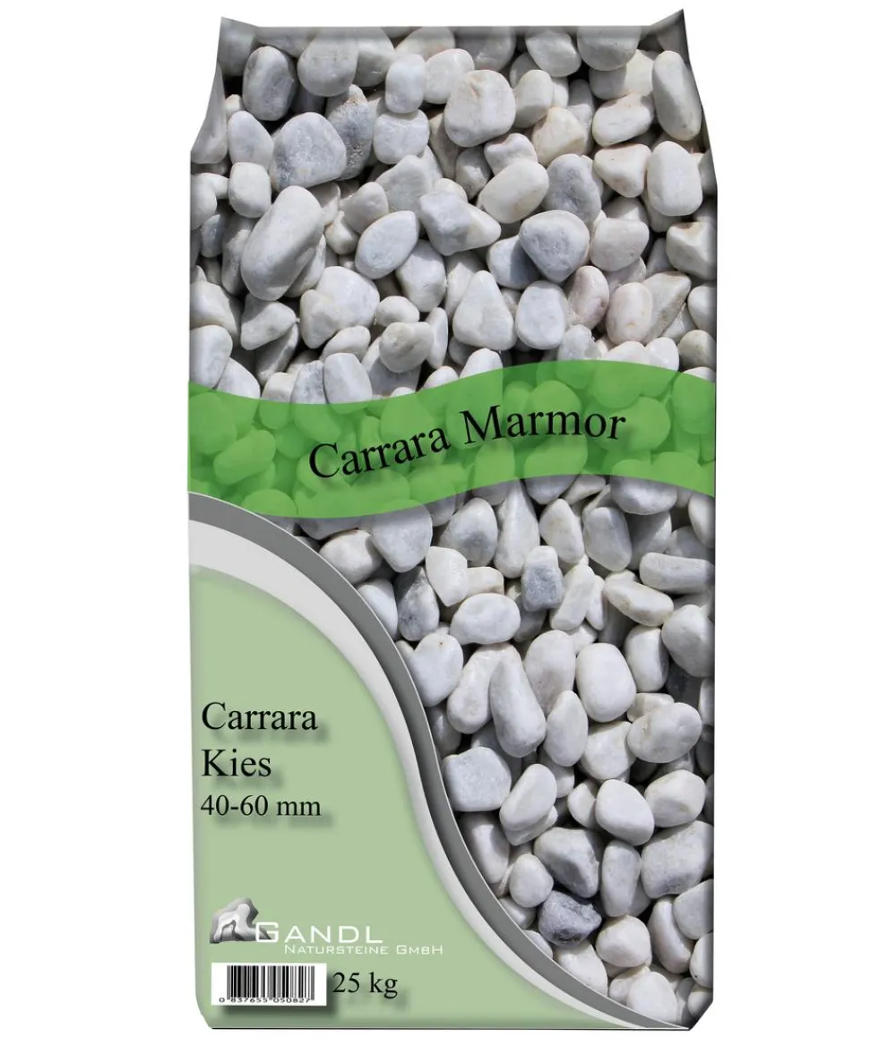 Gandl Steine & Terrassenplatten > Carrara Zierkies, 40 - 60 mm, weiss, 25 kg