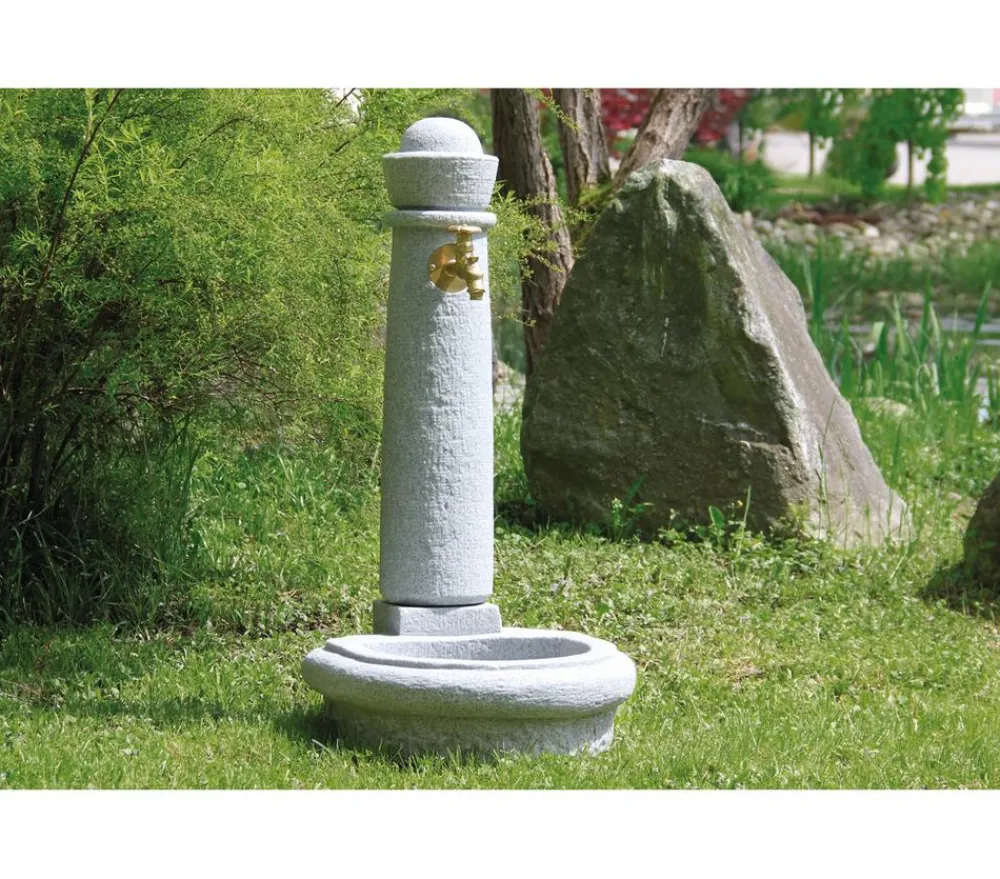 Garantia Kunststoff-Gartenbrunnen Venezia, 44 x 52 x 90 cm Grau