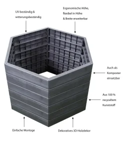 Garantia Kunststoff-Hochbeet Ergo Wood inkl. Wassersparsystem Hot