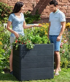 Garantia Kunststoff-Hochbeet Ergo Quadro Stone inkl. Wassersparsystem Anthrazit Best