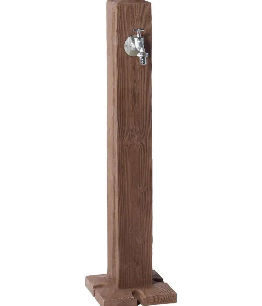 Garantia Gartenbrunnen - Kunststoff-Wasserzapfsäule Wood, ca. H100 cm Braun