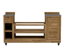 garbou Outdoor-Küchen - Outdoor-Küche Trolley mit Grill, ca. B171/H121/T62 cm Hellbraun