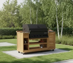 garbou Outdoor-Küchen - Outdoor-Küche Trolley mit Grill, ca. B171/H121/T62 cm Hellbraun