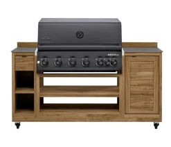 garbou Outdoor-Küchen - Outdoor-Küche Trolley mit Grill, ca. B171/H121/T62 cm Hellbraun