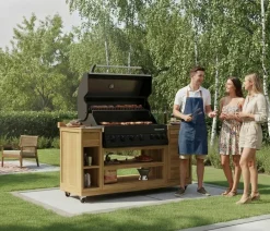 garbou Outdoor-Küchen - Outdoor-Küche Trolley mit Grill, ca. B171/H121/T62 cm Hellbraun