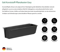 Geli Pflanzkübel & Blumenkästen|Blumentöpfe & Übertöpfe - Kunststoff-Pflanzkasten Easy, rechteckig, ca. B37/H9,5/T10 cm Schwarz