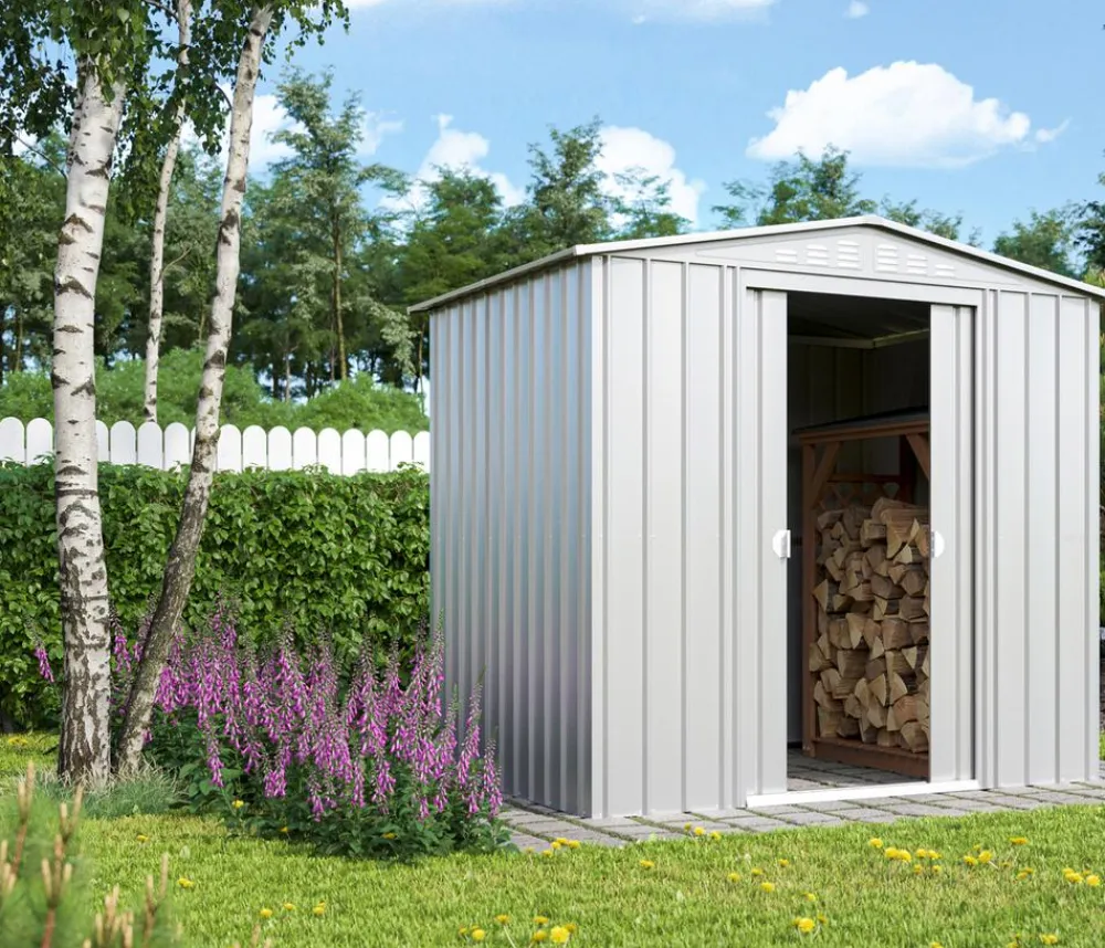 Globel Gartenhäuser & Gerätehäuser - Gerätehaus Somnium 86, ca. B245/H198/T185 cm Silber