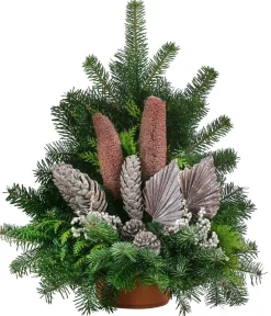 Dehner Grabschmuck & Grabgestaltung - Grabgesteck aus Nordmann-Tanne, , ca. B60/H55/T35 cm Braun