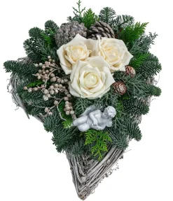 Dehner Grabschmuck & Grabgestaltung - Grabgesteck aus Rebe, , ca. B40/H30/T35 cm Creme