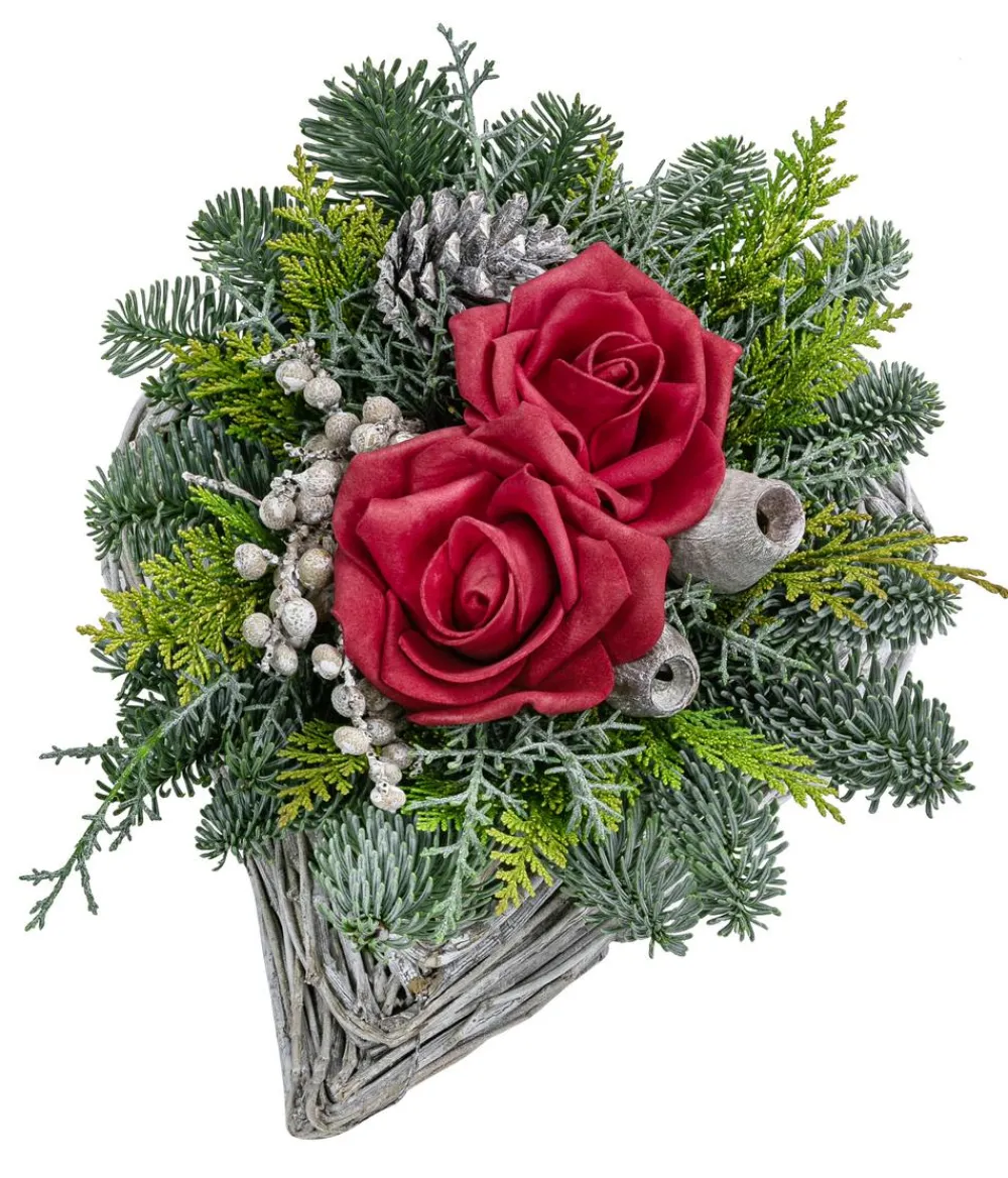 Dehner Grabschmuck & Grabgestaltung - Grabgesteck aus Rebe, , ca. B28/H13/T25 cm Rot