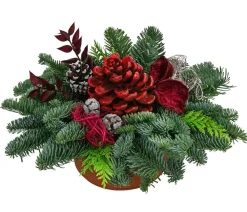 Dehner Grabschmuck & Grabgestaltung - Grabgesteck in Ton-Schale, , ca. Ø30/H20 cm Rot
