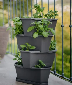 GUSTA GARDEN Kartoffelturm Paul Potato Starter, 4 Etagen, ca. B44/H65/T44 cm Dunkelgrau Best