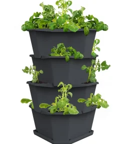GUSTA GARDEN Kartoffelturm Paul Potato Starter, 4 Etagen, ca. B44/H65/T44 cm Dunkelgrau Best