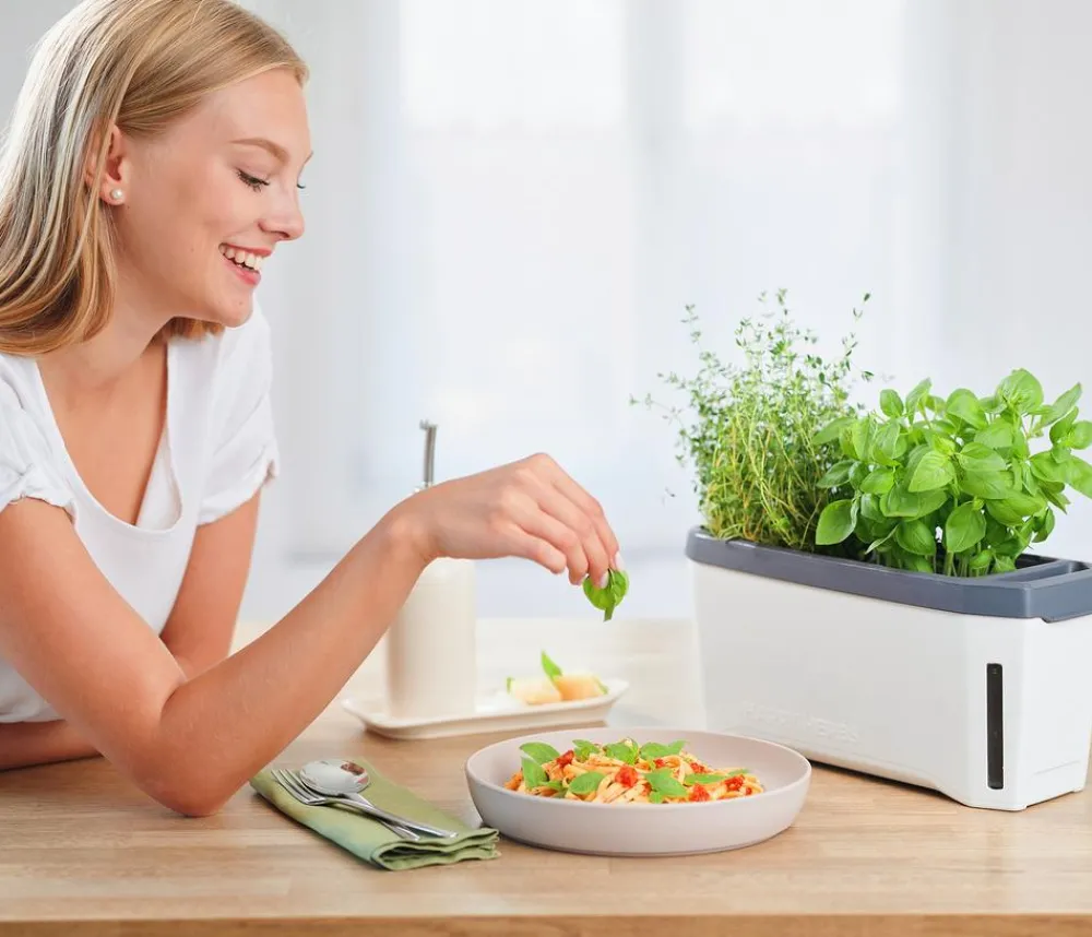 GUSTA GARDEN Hydrosysteme|Blumentöpfe & Übertöpfe - Kräutertopf Harry Herbs, ca. B36/H16/T15 cm Weiß