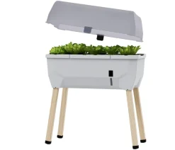 GUSTA GARDEN Hochbeete & Frühbeete - Mini-Hochbeet Sammy Salad, inkl. Haube, ca. B79/H95/T38 cm Hellgrau