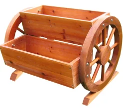 Habau Pflanzkübel & Blumenkästen - Blumenkasten mit Wagenrad Hellbraun
