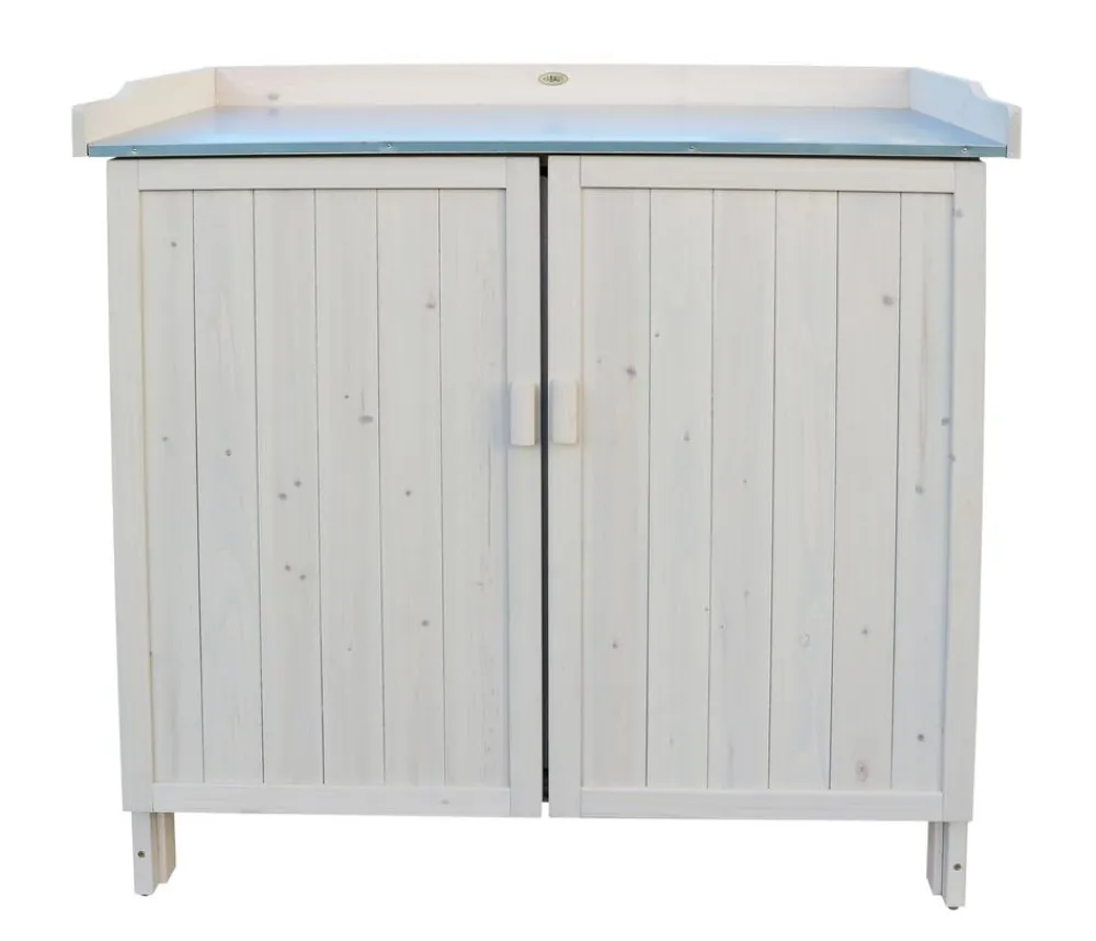 Habau Zubehör & Ausstattung - Gartentisch Lino mit Unterschrank, ca. B98/H95/T48 cm Hellgrau